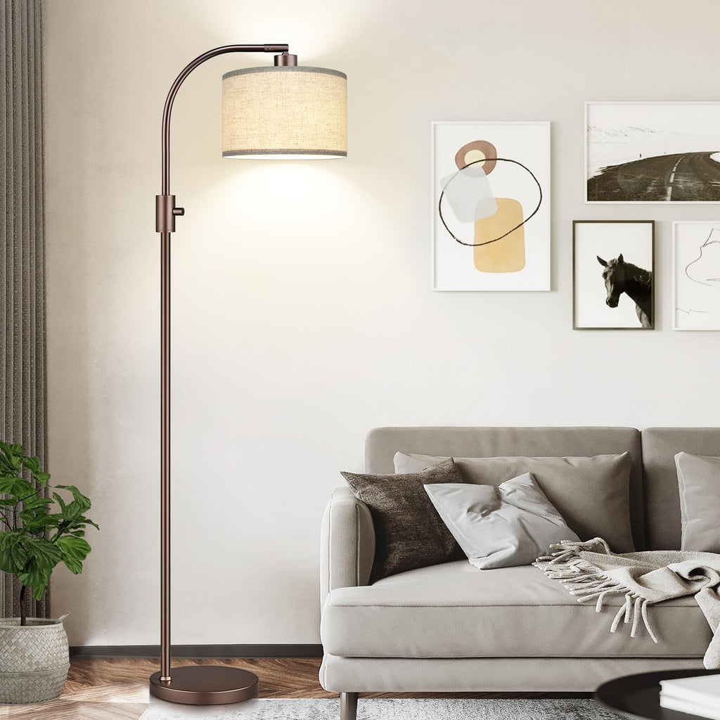 Nintiue Upgraded Modern Arc Dimmable Tall Standing Floor Lamp with Linen Shade, 1200 Lumens LED Bulb Included, for Living & Reading Room…