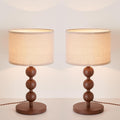 2 Pack Bedside Nightstand Table Lamp for Bedroom, Red Wood Pattern Iron Desk Lamp with Fabric Shade, Mid Century Modern Farmhouse Lamps…