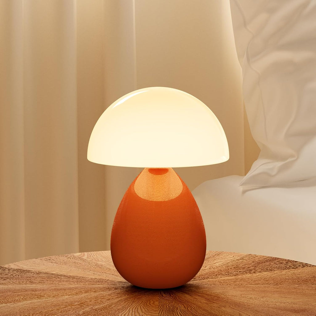Dawnwake Mushroom Lamp Table Lamp for Bedroom, Ice Crackle Desk Lamp Bedside Small Lamps for Living Room Night Stands, Table Lamps Cute…