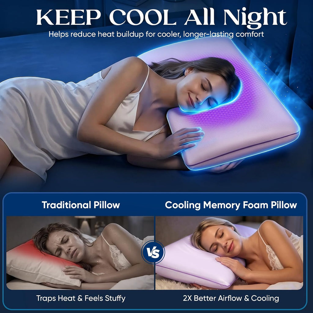 Royal Choice Cooling Gel Pillow for Hot Sleepers, Cold Memory Foam Pillows for Sleeping, Supportive Bed Pillow for Side Back&Stomach…