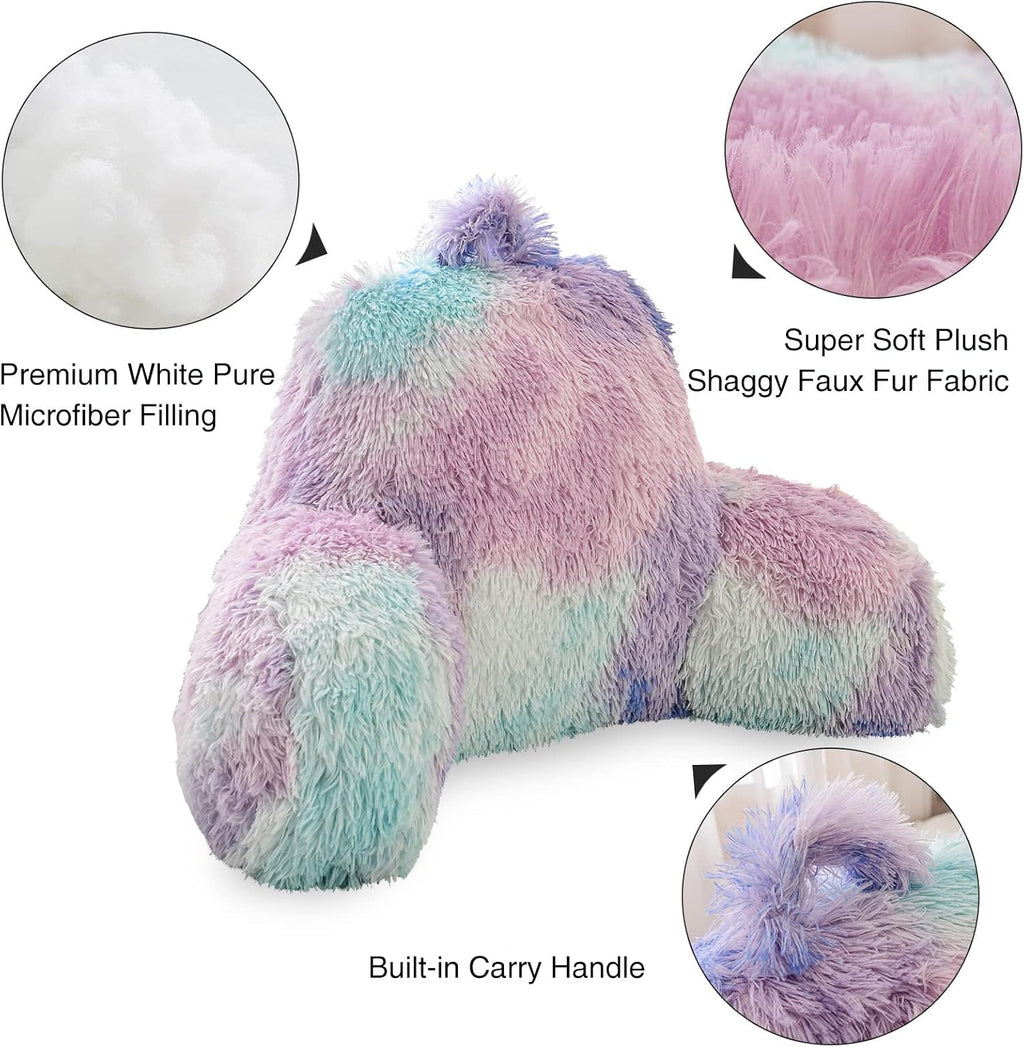 Aimuan Reading Pillow Bed Rest Pillow Plush Shaggy with Arms Cushion for Adults Teens Incline Rest Sitting up & Sleeping Snoring Pillow…
