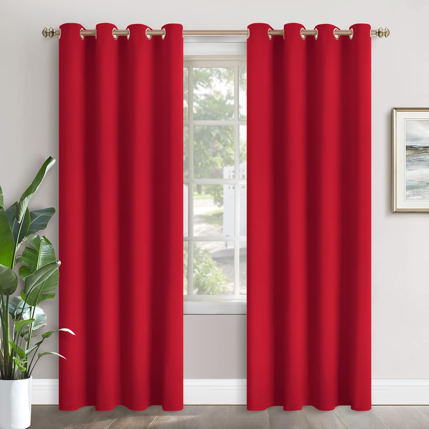 YoungsTex Red Blackout Curtains 84 Inch Length 2 Panels for Bedroom - Thermal Insulated Drapes with Grommet Room Darkening Privacy for Livi…