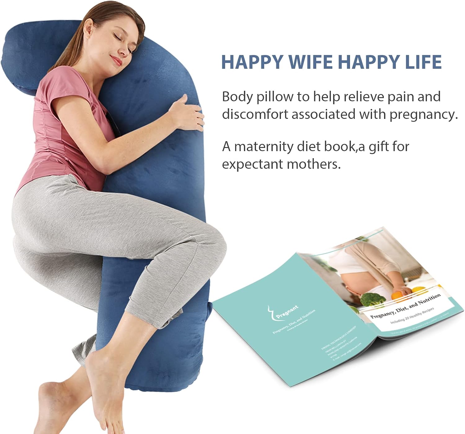 BATTOP Pregnancy Pillows for Sleeping, Body Maternity Pillow with Cooling Washable Cover, Support for Back, HIPS, Legs, Belly for Pregnant…