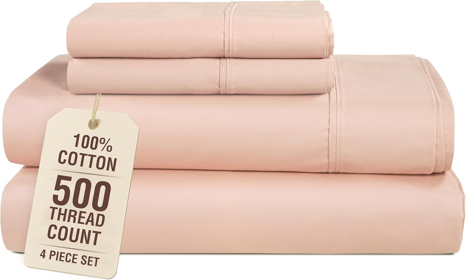 Casa Platino Cotton Twin XL Sheet Set, 4 Piece Sheets with 500 Thread Count 100% Cotton Sheets, Sateen Finish for a Smooth Feel, 15 Inch…