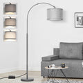 Arc Floor Lamp with Dimmer, Dimmable Floor Lamp for Living Room, Modern Standing Lamp with Gray Adjustable Hanging Shade, Tall Pole Lamp…