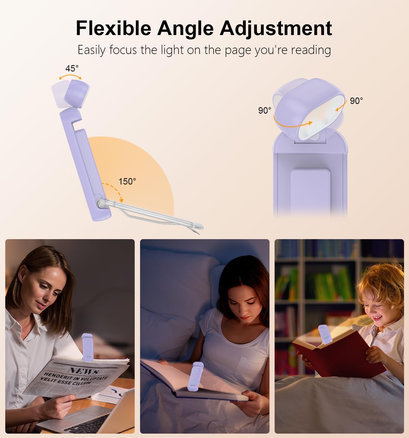 Gritin Reading Light, Book Light for Reading in Bed - Eye Caring 3 Colors, 5-Level Dimmable Brightness, Long Lasting, Compact Size…