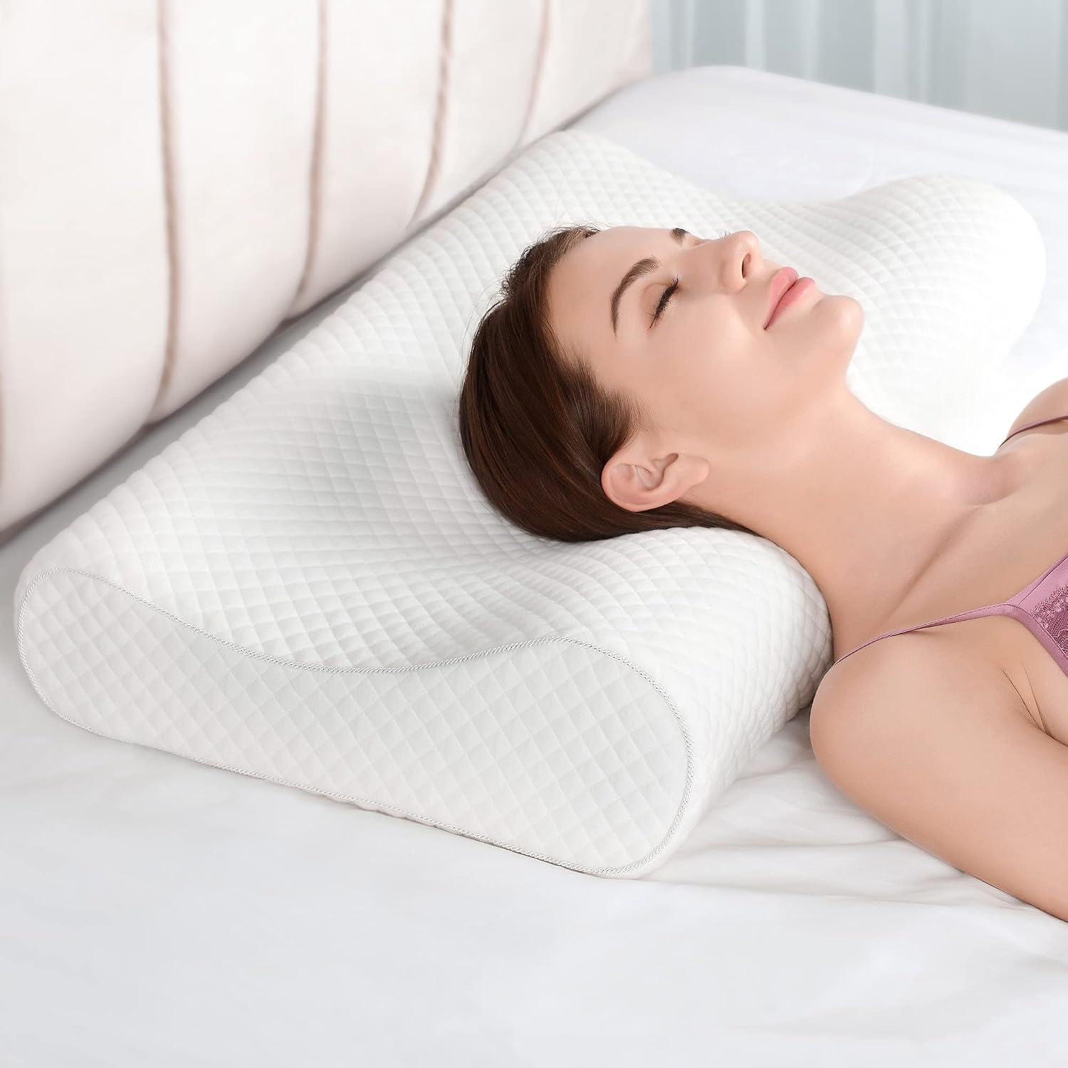 Amaeromax AM AEROMAX 26" Queen Size Contour Memory Foam Pillow, Cervical Pillow for Neck, Neck Orthopedic Sleeping Pillows for Side, Back…