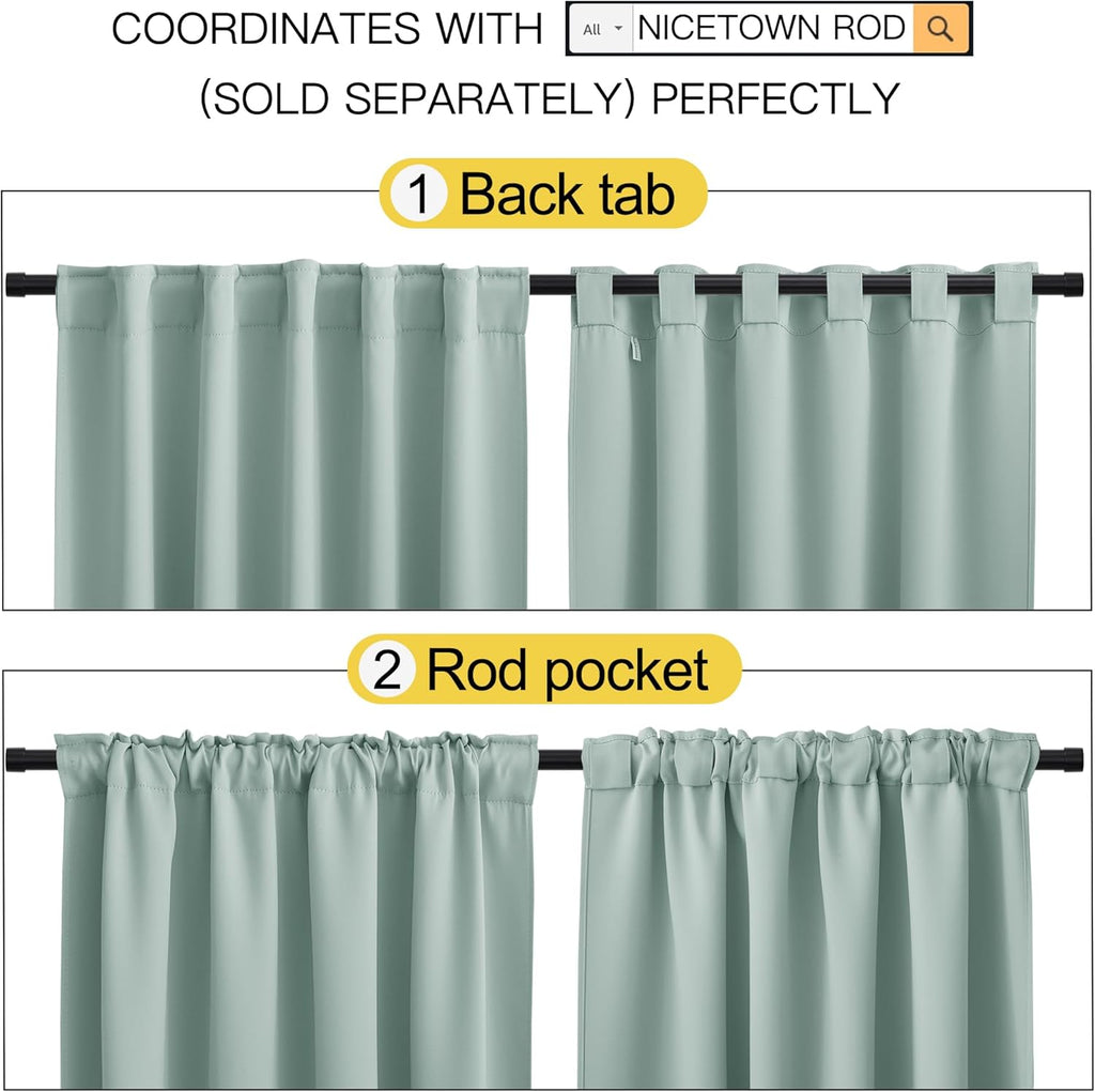 NICETOWN Window Treatment Blackout Curtains and Draperies - (Seafoam Green Color) 42x40 inch, 2 Panels, Room Darkening Blackout Panel…