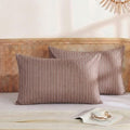 Merryword Brown Striped Pillowcases, 100% Cotton Pillow Cases, King Size Pillowcases, Luxury Linen Like Pillowcase, Soft Breathable Pinstri…