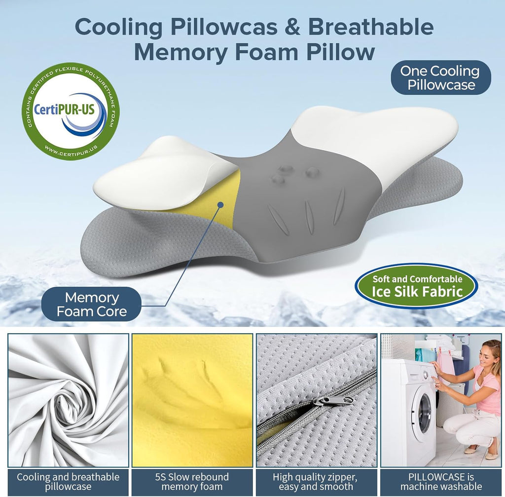 beslovo Cervical Neck Pillow for, Ergonomic Side Sleeper Pillow for Sleeping, Orthopedic Neck Support Contour Memory Foam Pillow for Side…