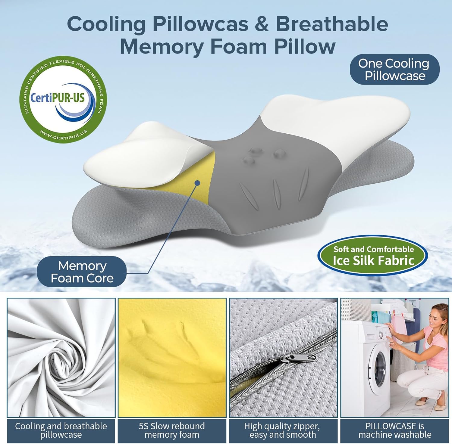 beslovo Cervical Neck Pillow for, Ergonomic Side Sleeper Pillow for Sleeping, Orthopedic Neck Support Contour Memory Foam Pillow for Side…