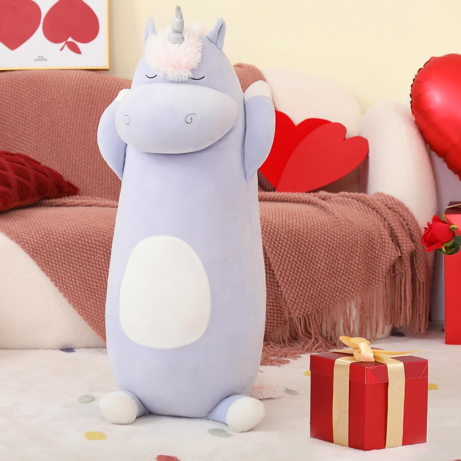 MorisMos Unicorn Body Pillow, 36.2'' Plush Unicorn Stuffed Animal, Super Soft Animal Pillow for Girl Kid, Giant Stuffed Animal Gifts for…