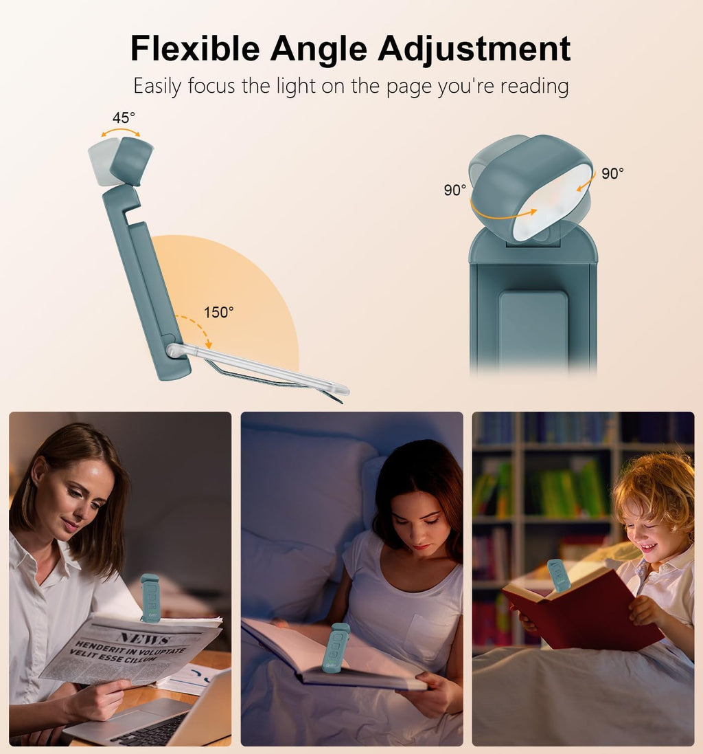Gritin Reading Light, Rechargeable Book Light for Reading in Bed - Eye Caring 3 Color Temperatures,5-Level Dimmable Brightness, Long…