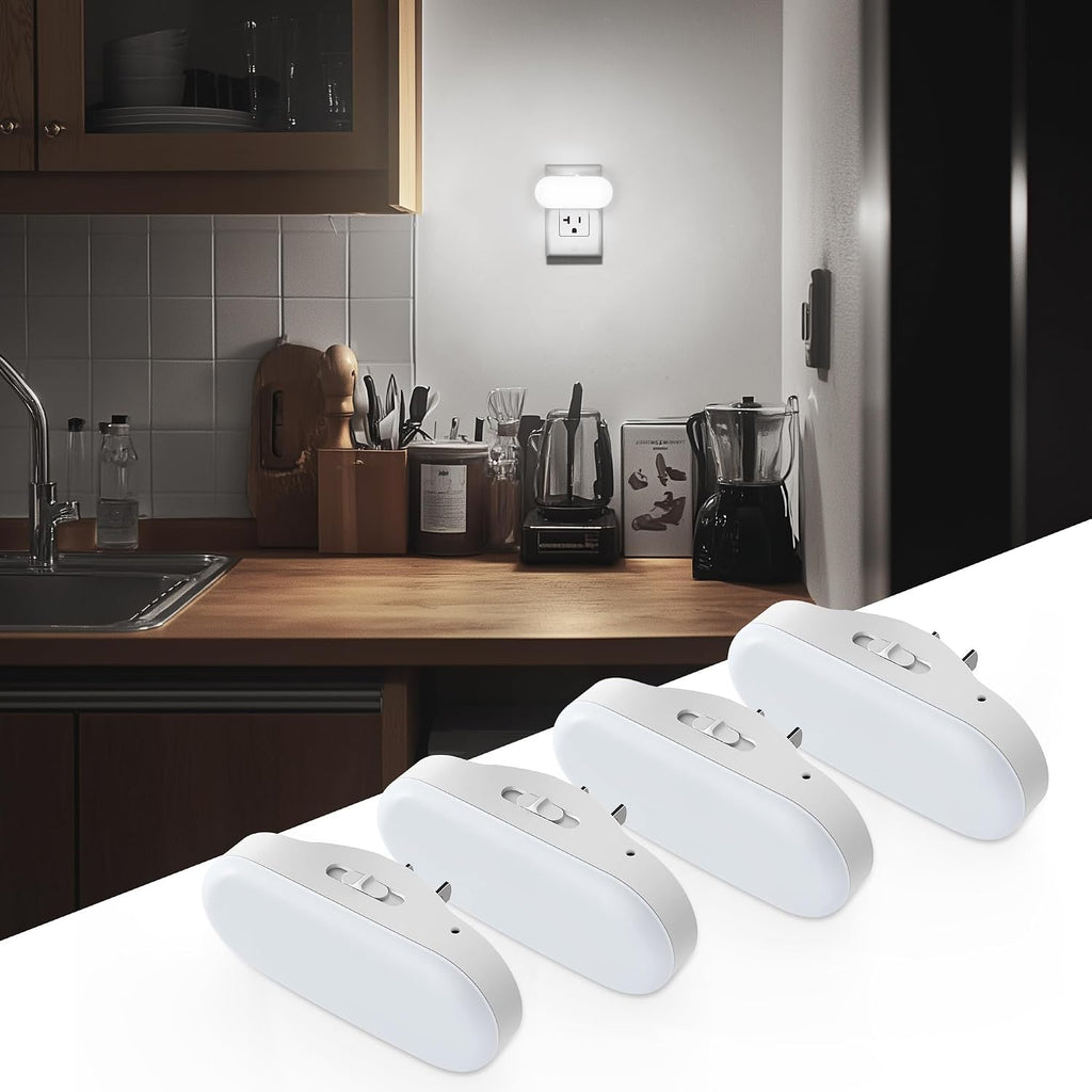DORESshop Night Lights Plug into Wall Daylight White, Cute Dimmable Led Night Light, Dusk to Dawn Night Light 4 Packs for Kids Room…