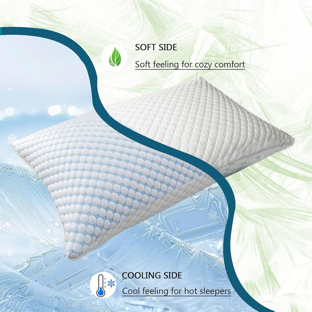 Mooppom Cooling Pillows for Sleeping, Shredded Memory Foam Cooling Pillow for Hot Sleepers, Adjustable Cool Bed Pillows for Side Bac…