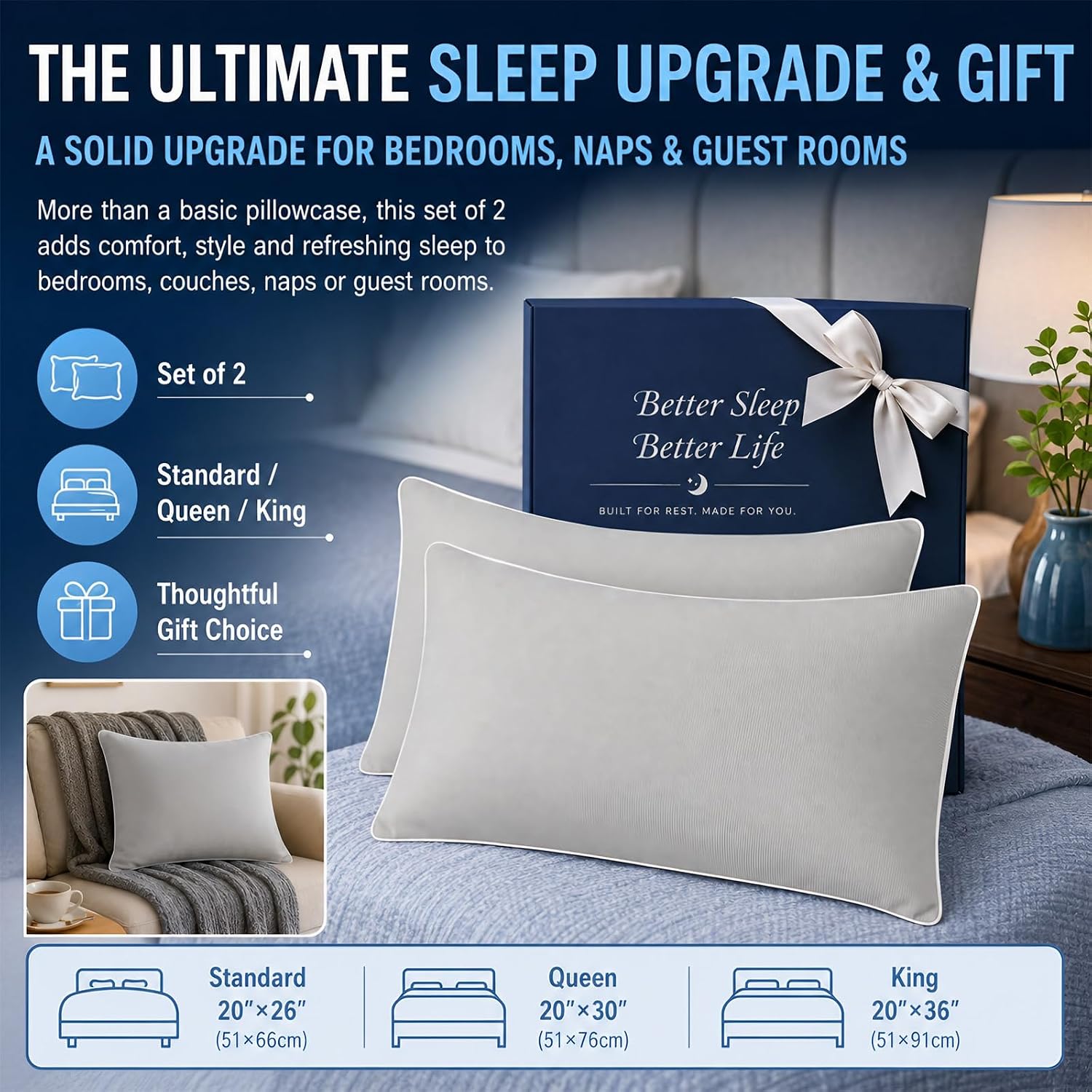 Cieltown Cooling Pillow Cases for Hot-Sleepers: Q-Max ≥0.4 Nylon Spandex Cool-to-Touch for Night Sweats - Waffle Weave for Dry & Com…