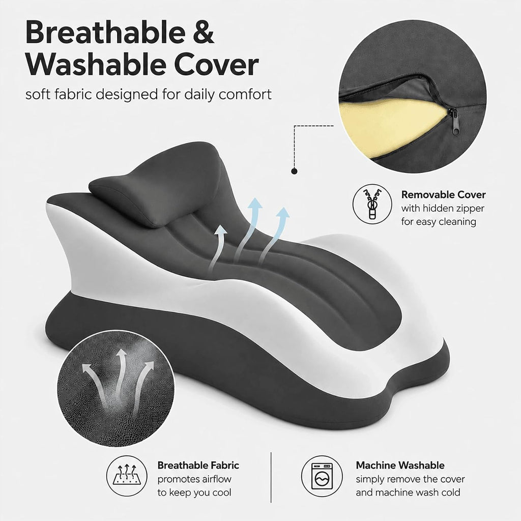 Ergonomic 27° Memory Foam Wedge Pillow for Bed, Multi-Position Support Pillow for Back, Neck & Legs, Positioning Pillow for Reading…