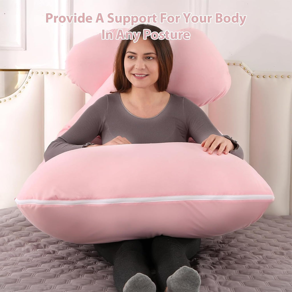Amagoing Pregnancy Pillow, 57 Inch U Shaped Maternity Full Body Pillow for Sleeping, Support for Women with Hip, Leg, Back Pain, Washable J…
