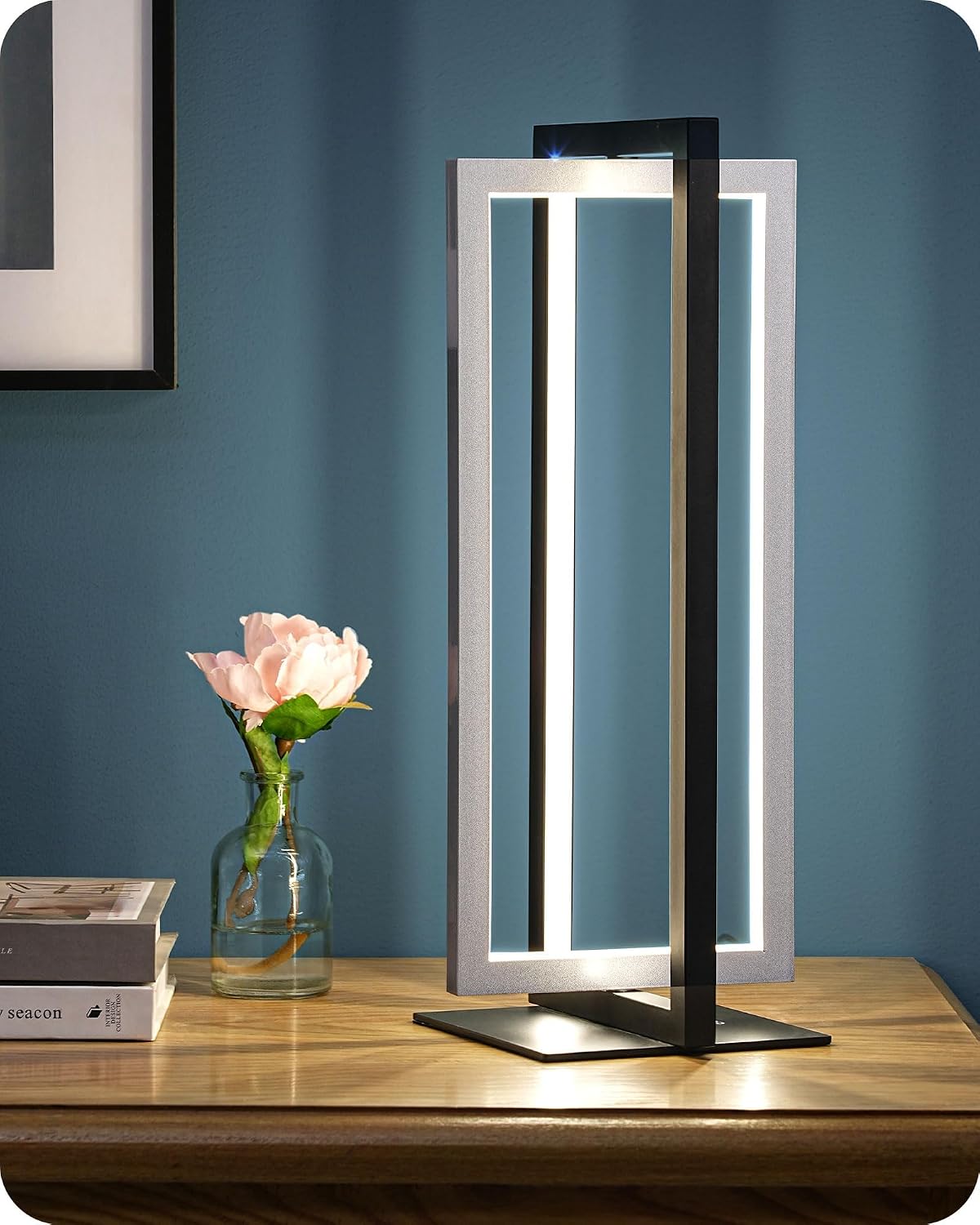 EDISHINE Modern LED Table Lamp, 750LM Stepless Dimmable Bedside Lamp, 3 Color Temperature, Switch Control Nightstand Lamp for Living Room…