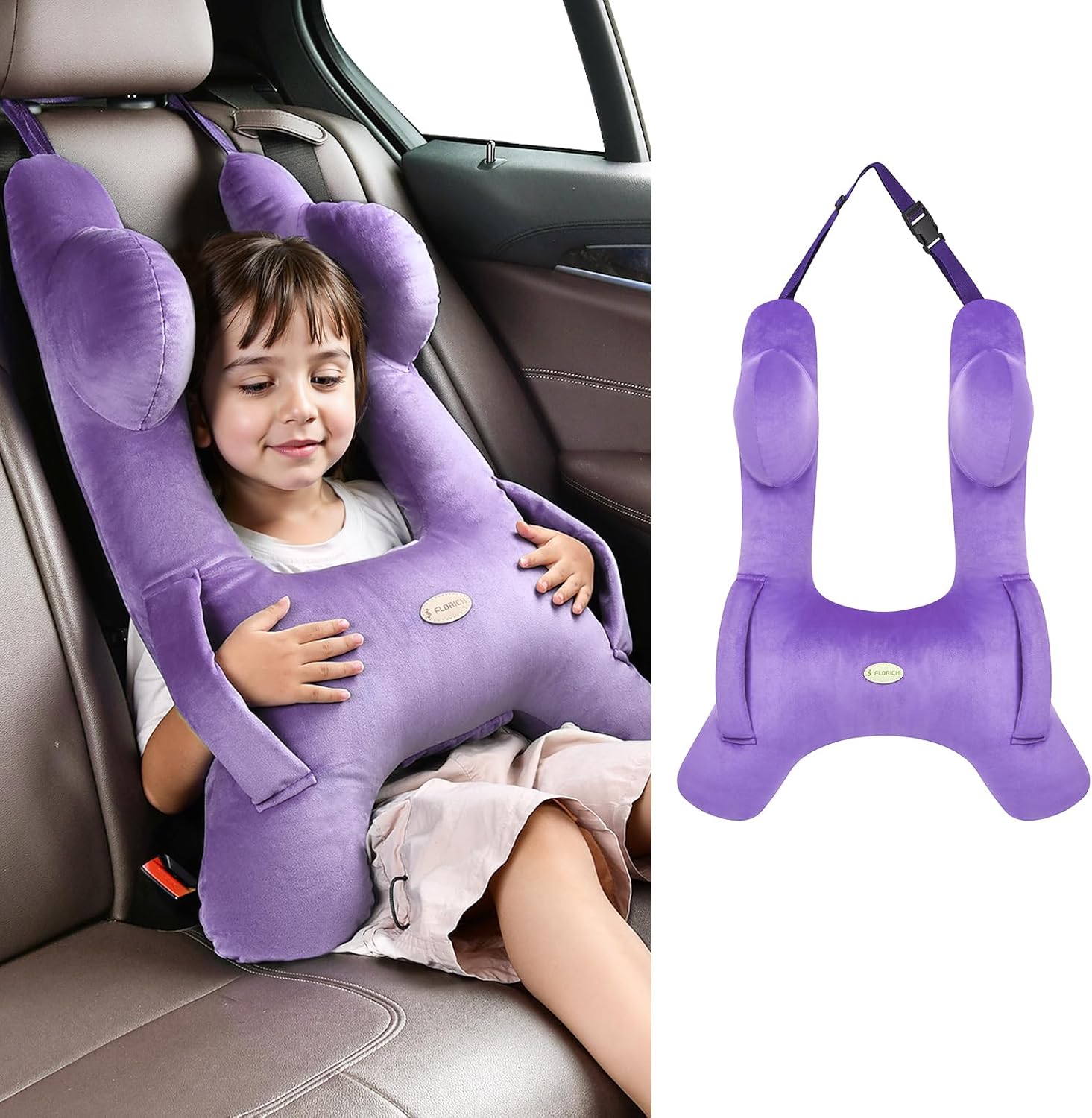 FLORICH Kids Travel Pillow, Car Sleeping Travel Pillow for Kids, Washable H-Shaped Pillow for Adults and Children to Support Head and…