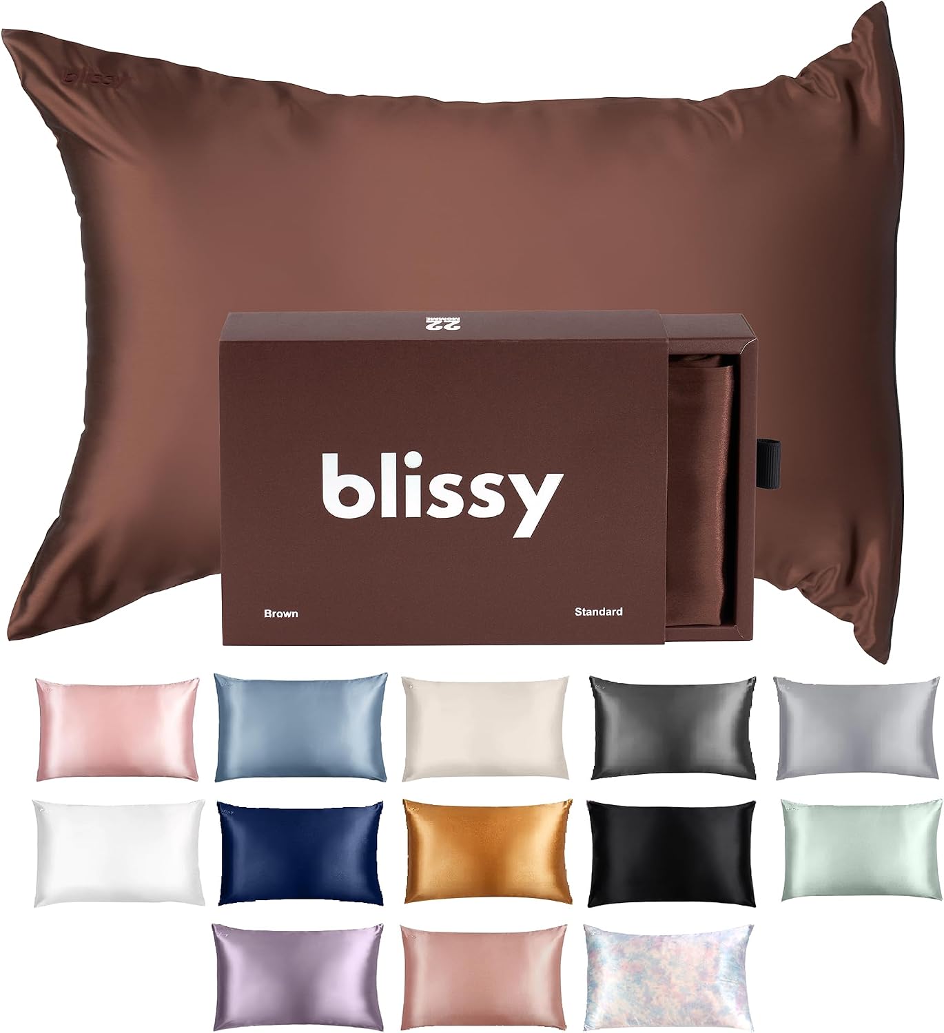 Blissy Silk Pillowcase - 100% Pure Mulberry Silk - 22 Momme 6A High-Grade Fibers - Silk Pillow Cover for Hair & Skin - Regular, Queen &…