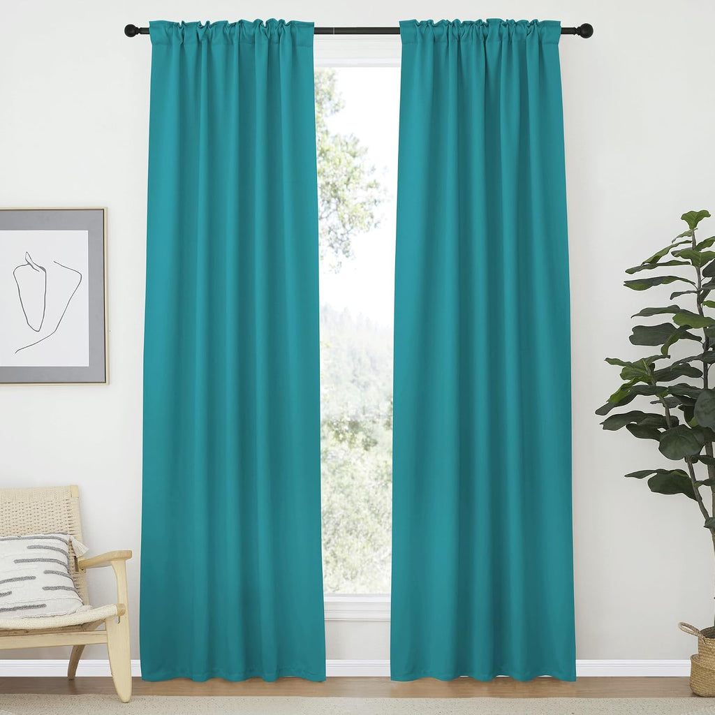 Nicetown Living Room Darkening Curtains - (Peacock Teal Color) W42 x L70, Set of 2, Home Decor Room Darkening Thermal Insulated Drapery Pan…
