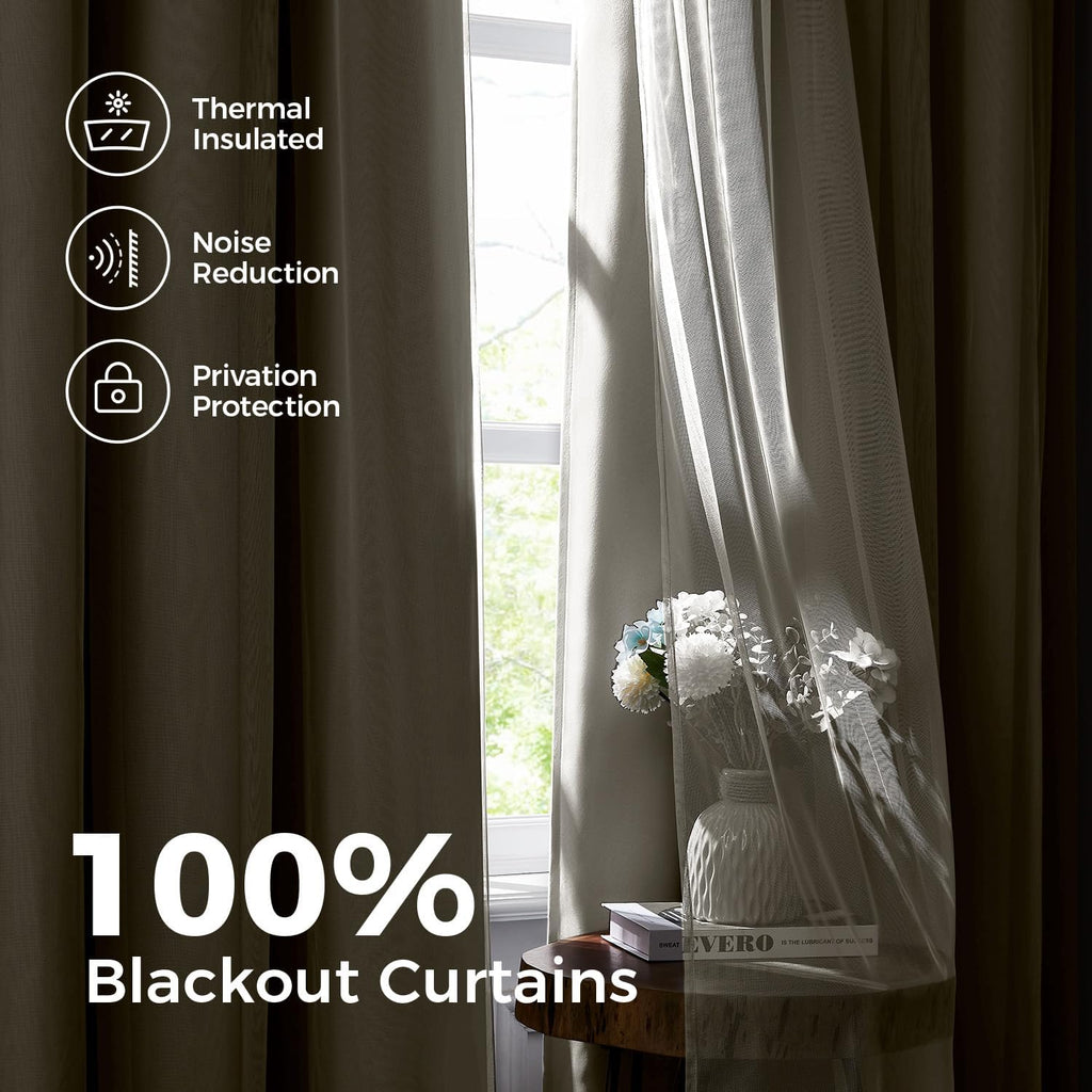 Swandream Blackout Curtains for Bedroom, Double Layer Ivory Curtains, Black Out Curtain 90 inch Long with Sheer Overlay for Living Room, Ro…