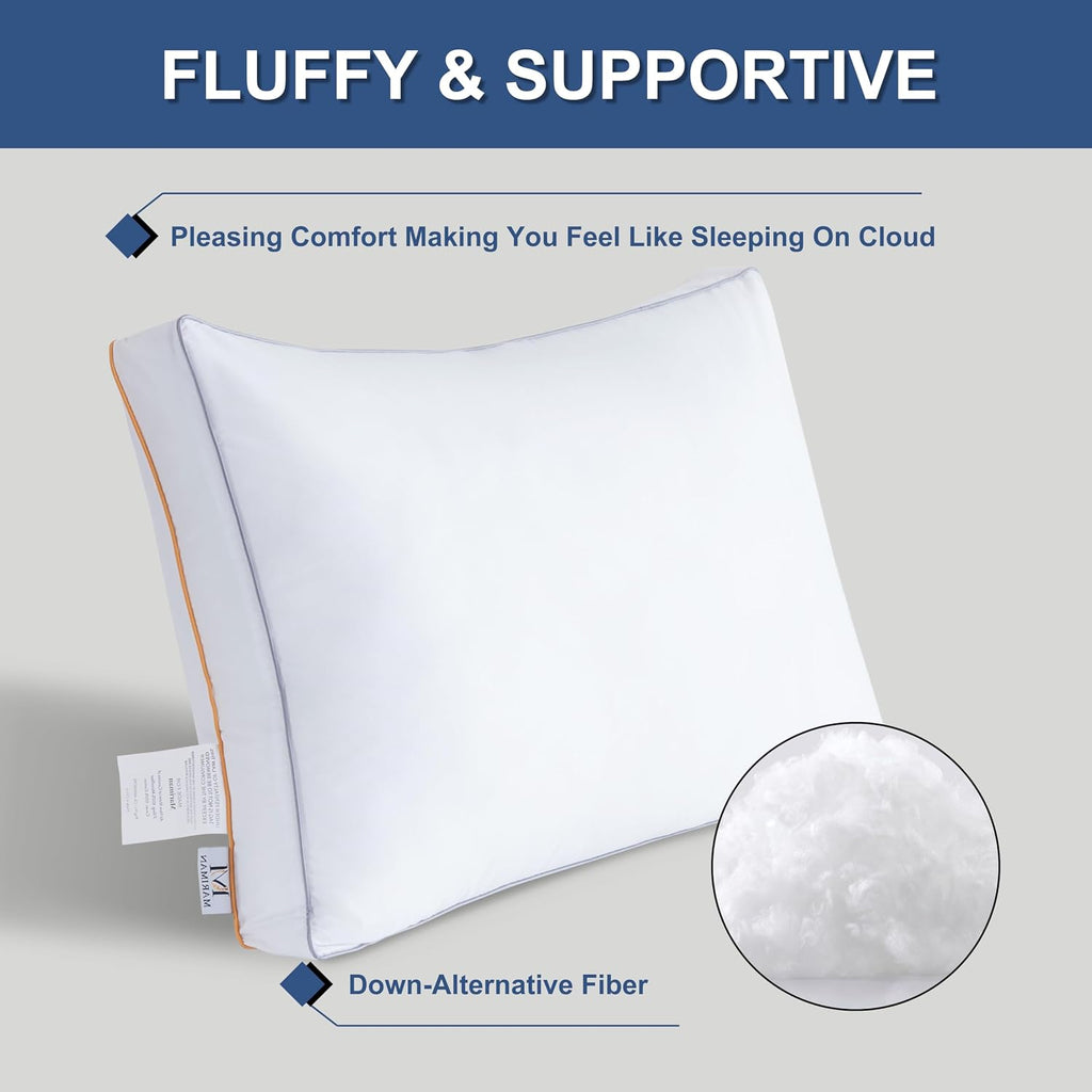 Generic Luxury Hotel Pillows Queen Size Soft Down Alternative 100% Microfiber Bed Pillows, Neck Support for Side & Back Sleepers, Ap…
