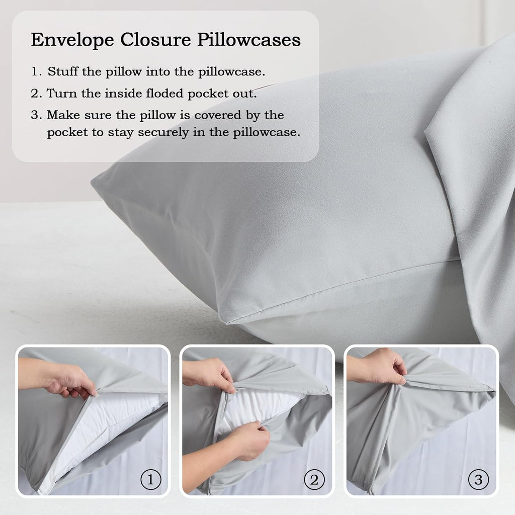 QJFabricCO Q&J Fabric Co.Bedding Pillow Cases Standard Size set of 2 Soft Brushed Microfiber Pillow Cover, Wrinkle-Free, Fade-Resistant, Envel…