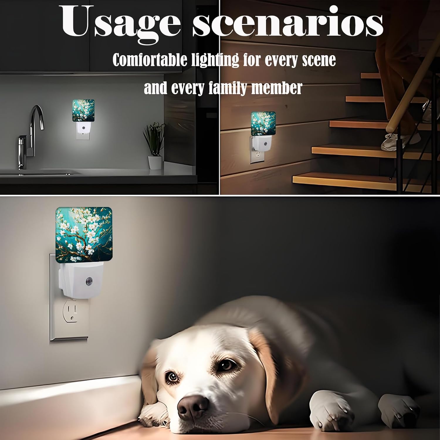 Blossoming Almond Tree Night Light, Plug-in Nightlights Auto Sensor Night Lamp Dusk to Dawn Lamp Home Decor for Nursery Children Girls Boys