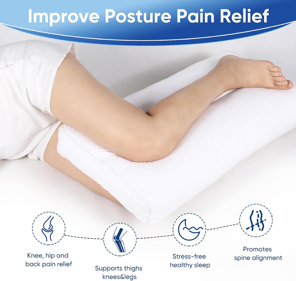 MINUPWELL Knee Pillow for Side Sleepers, 6 Inch Height Between Leg & Under Knee Pillow for Back Sleepers - Leg Pillow with 1200G 7D High…