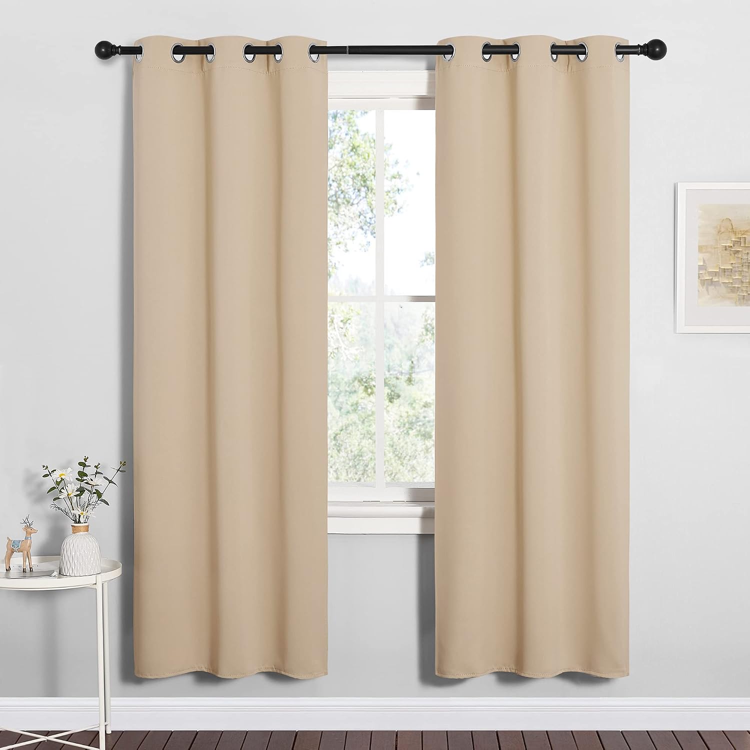 NICETOWN Room Darkening Curtain Panels for Cafe, Thermal Insulated Grommet Room Darkening Draperies/Drapes for Window (Biscotti Beige, 2…