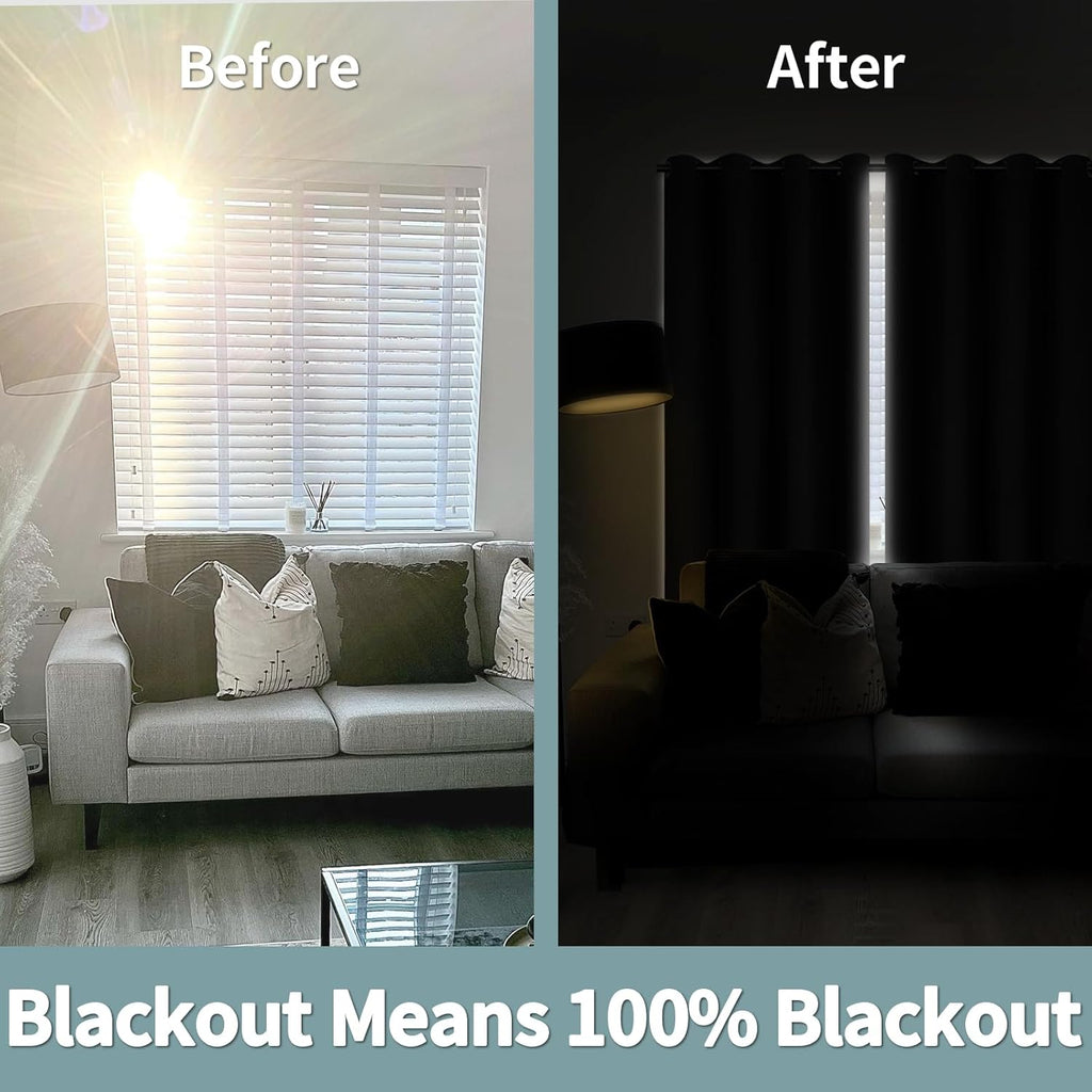 BGment Thermal Insulated 100% Blackout Curtains for Bedroom with Black Liner, Double Layer Full Room Darkening Noise Reducing Grommet Curta…