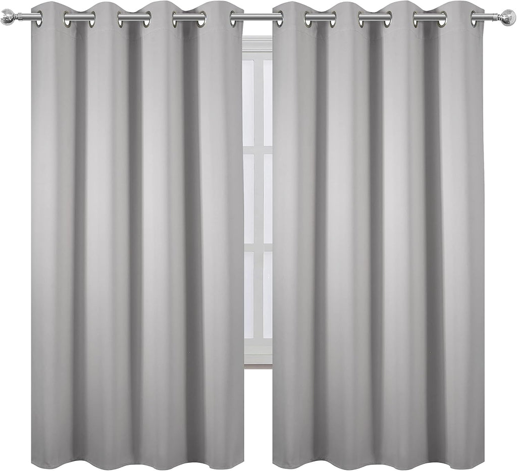 Lemomo Light Grey Blackout Curtains 66 x 63 Inch Length/Set of 2 Curtain Panels/Thermal Insulated Room Darkening Blackout Curtains for Bedr…