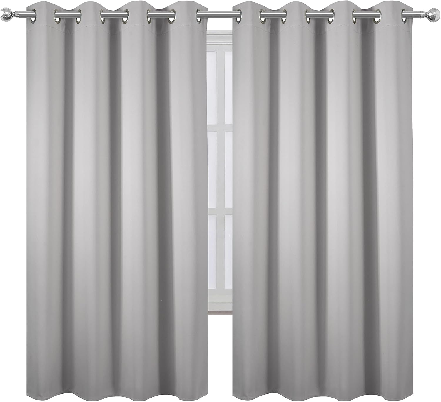 Lemomo Light Grey Blackout Curtains 66 x 63 Inch Length/Set of 2 Curtain Panels/Thermal Insulated Room Darkening Blackout Curtains for Bedr…
