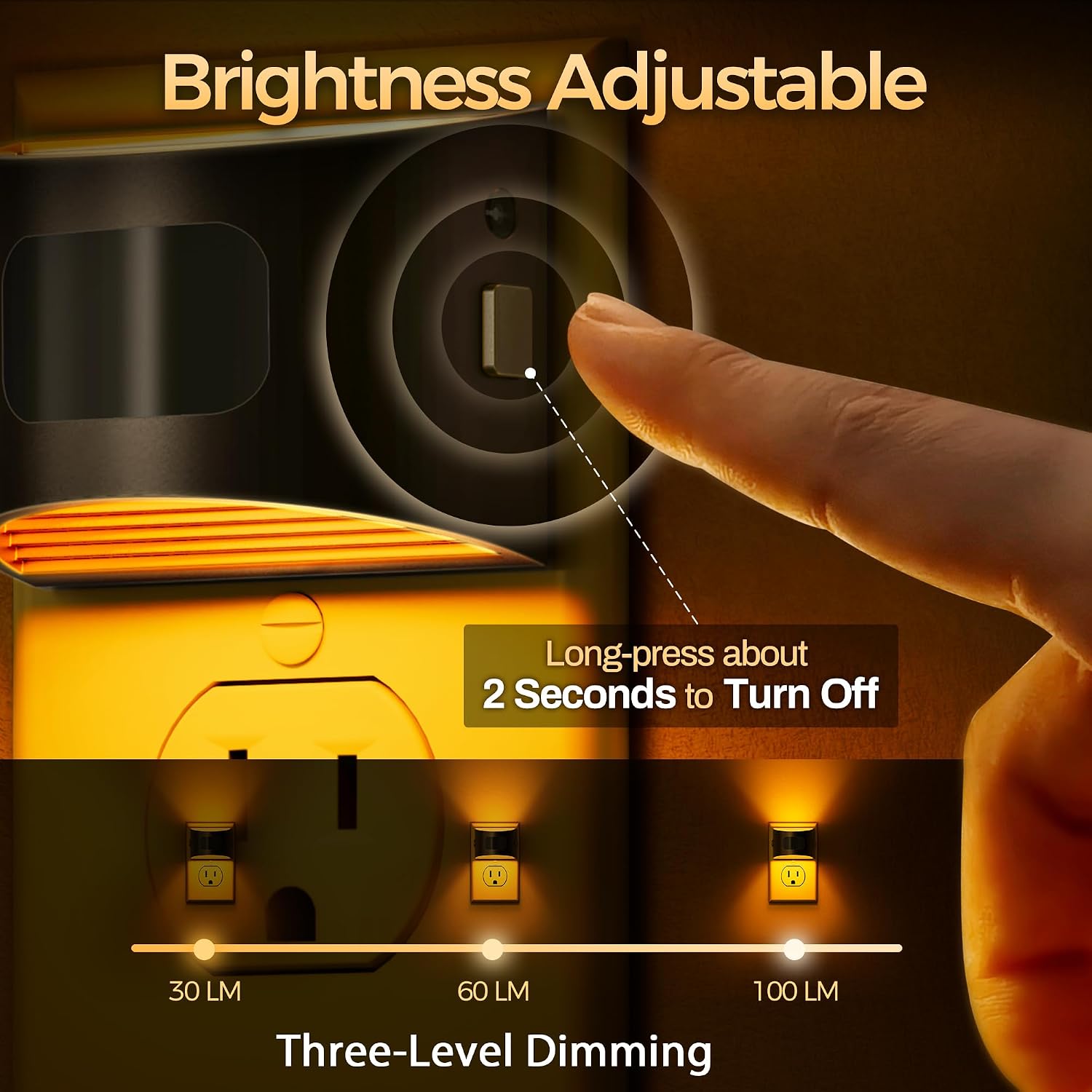 DORESshop LED Night Light[2 Pack], Night Lights Plug into Wall, 3 Mode Plug in Night Light with Motion Sensor, Dusk to Dawn Sensor…