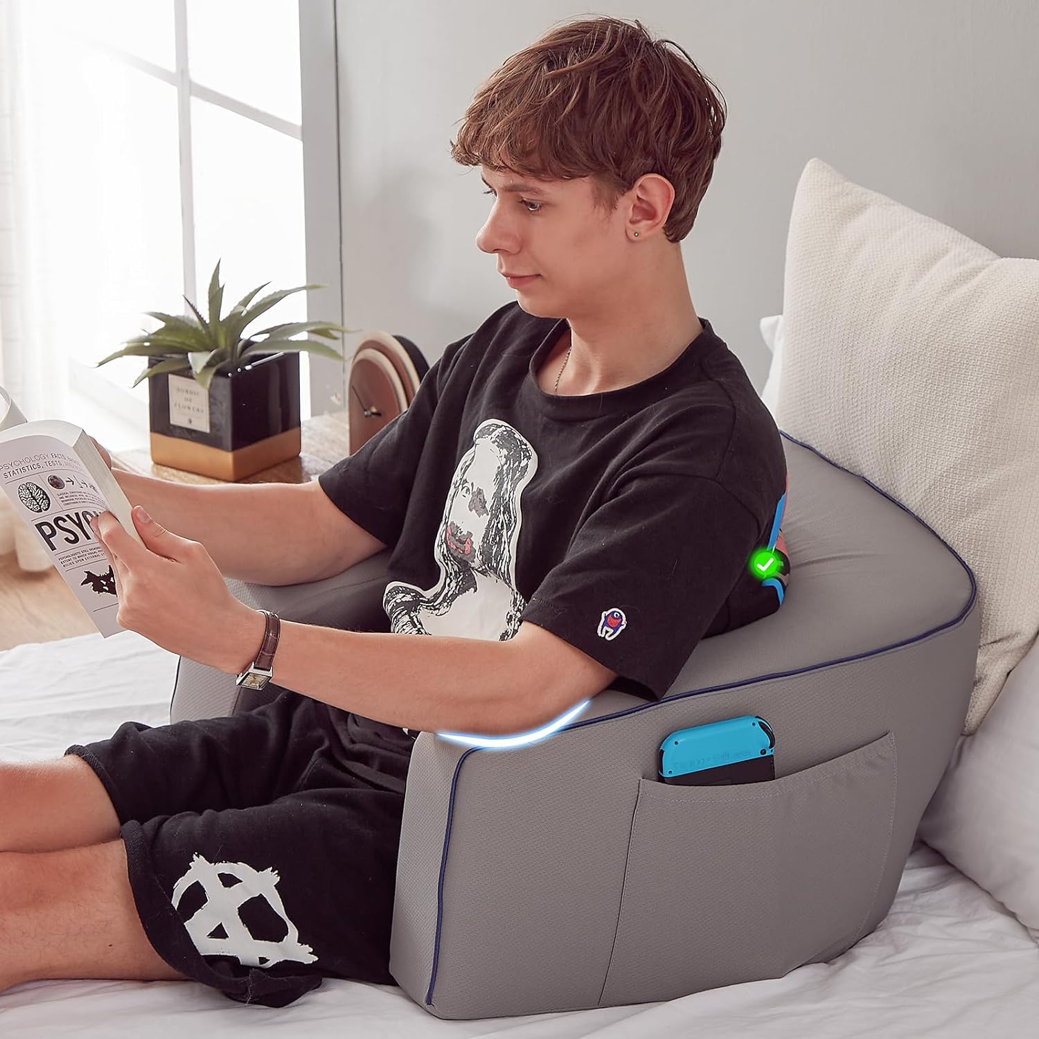 cooloo8 Reading Pillow with Armrests – Extra Large Memory Foam Gaming Pillow for Adult, Lap Desk for Laptop, Arm Rest for Working…
