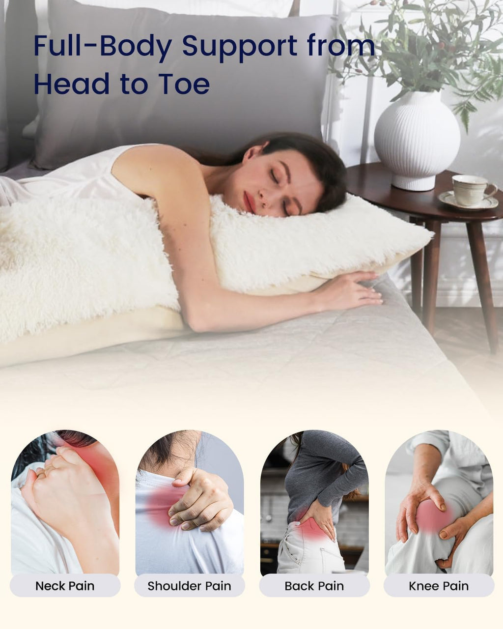 Zonli Fluffy Body Pillow, Full Body Pillows for Adults, Long Pillow for Sleeping with Removable Cover and Adjustable Filling for Side Sleep…