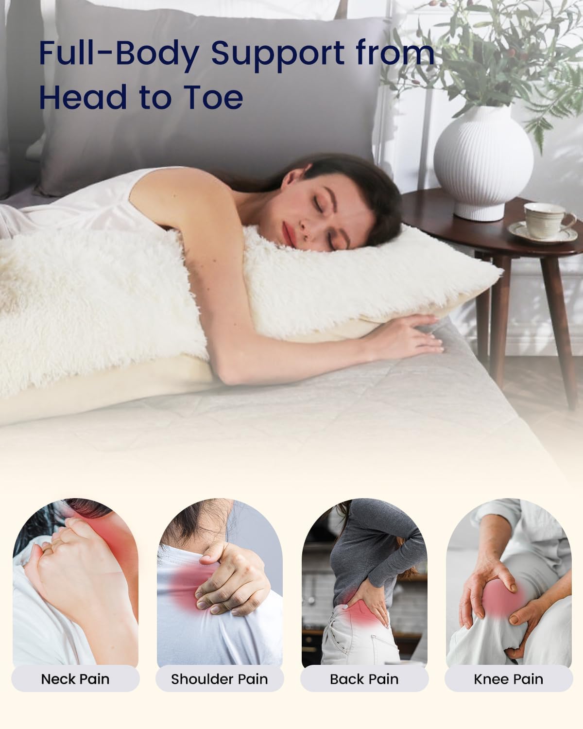 Zonli Fluffy Body Pillow, Full Body Pillows for Adults, Long Pillow for Sleeping with Removable Cover and Adjustable Filling for Side Sleep…