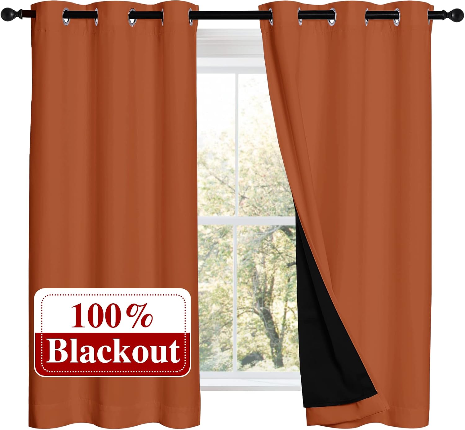 Nicetown 100% Blackout Curtains 54 inches Long, Double-Deck Completely Blackout Window Treatment Thermal Insulated Lined Drapes for Small W…