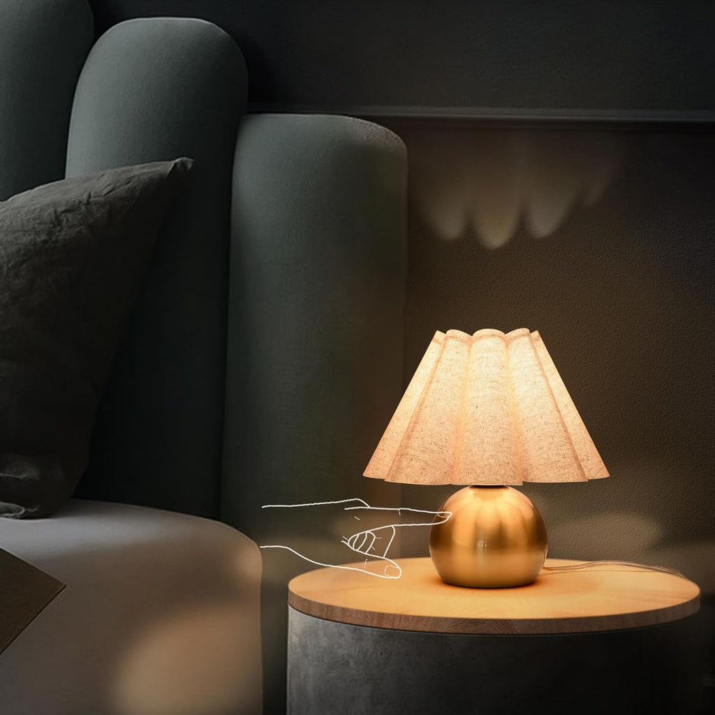 Gold Small Touch Control Table Lamp for Bedroom, Brass Gold Bedside Lamps for Nightstand, Cute Mini Small Table Lamps for Small Spaces…
