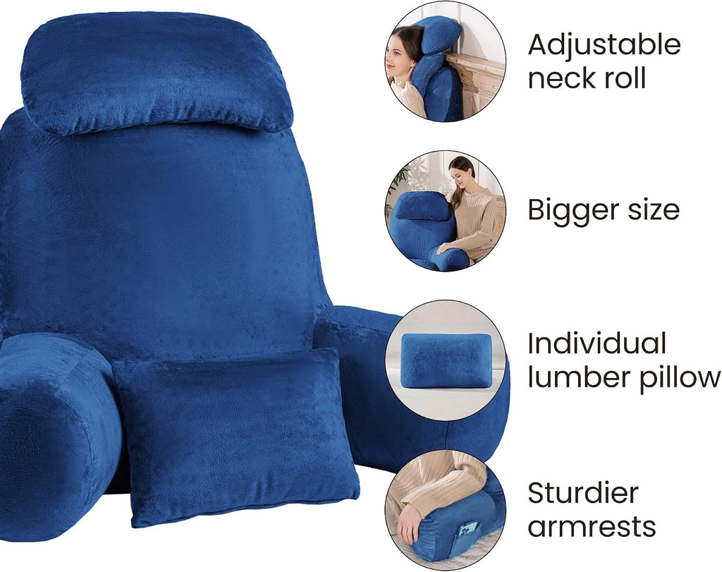 NOONTIDE Reading Pillow for Sitting up in Bed and Couch,32" X-Large Back Pillow for Adult & Teens with Soft Adjustable Neck Roll Backrest…