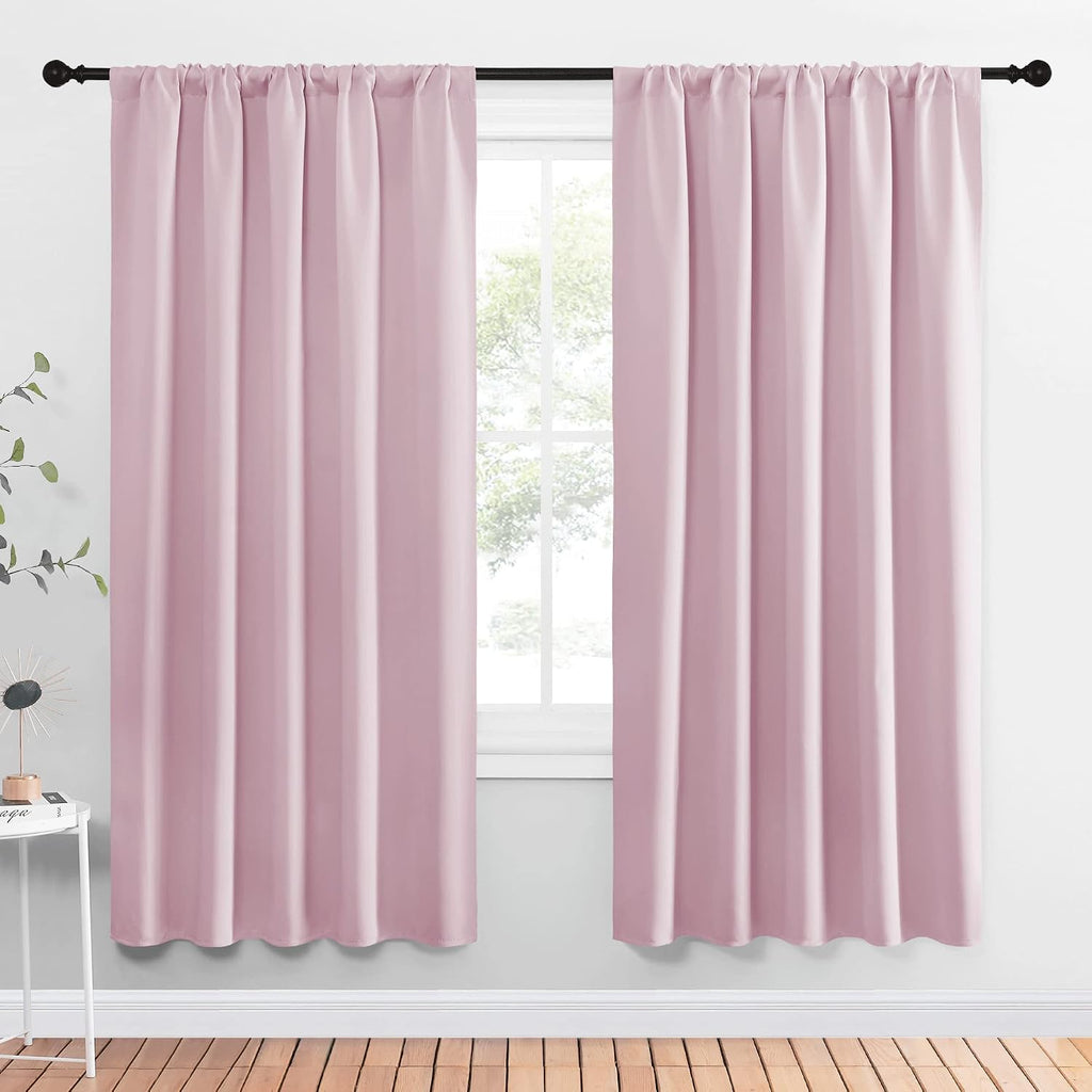 NICETOWN Blackout Curtains for Girls Room - Nursery Essential Thermal Insulated Solid Rod Pocket Top Blackout Drapes (Lavender Pink, 1…