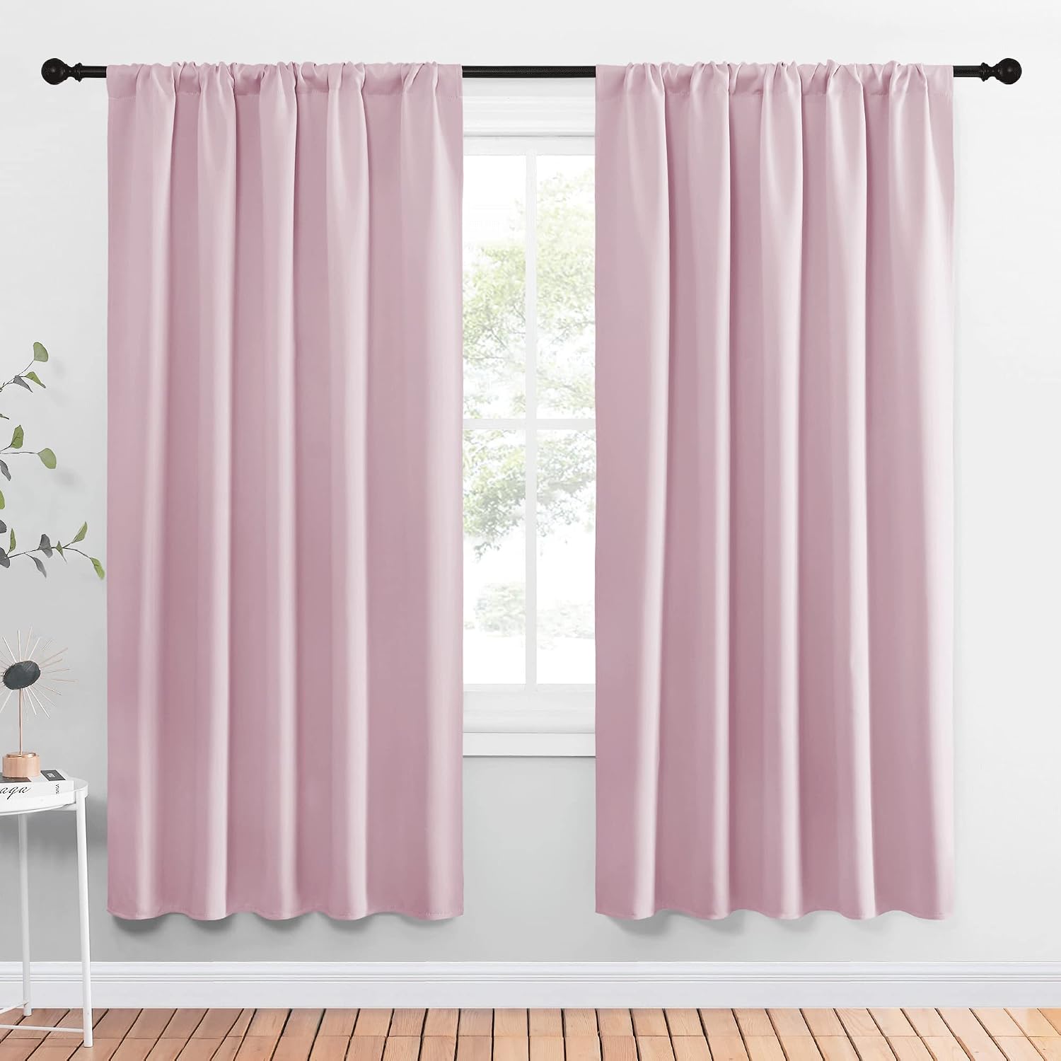 NICETOWN Blackout Curtains for Girls Room - Nursery Essential Thermal Insulated Solid Rod Pocket Top Blackout Drapes (Lavender Pink, 1…