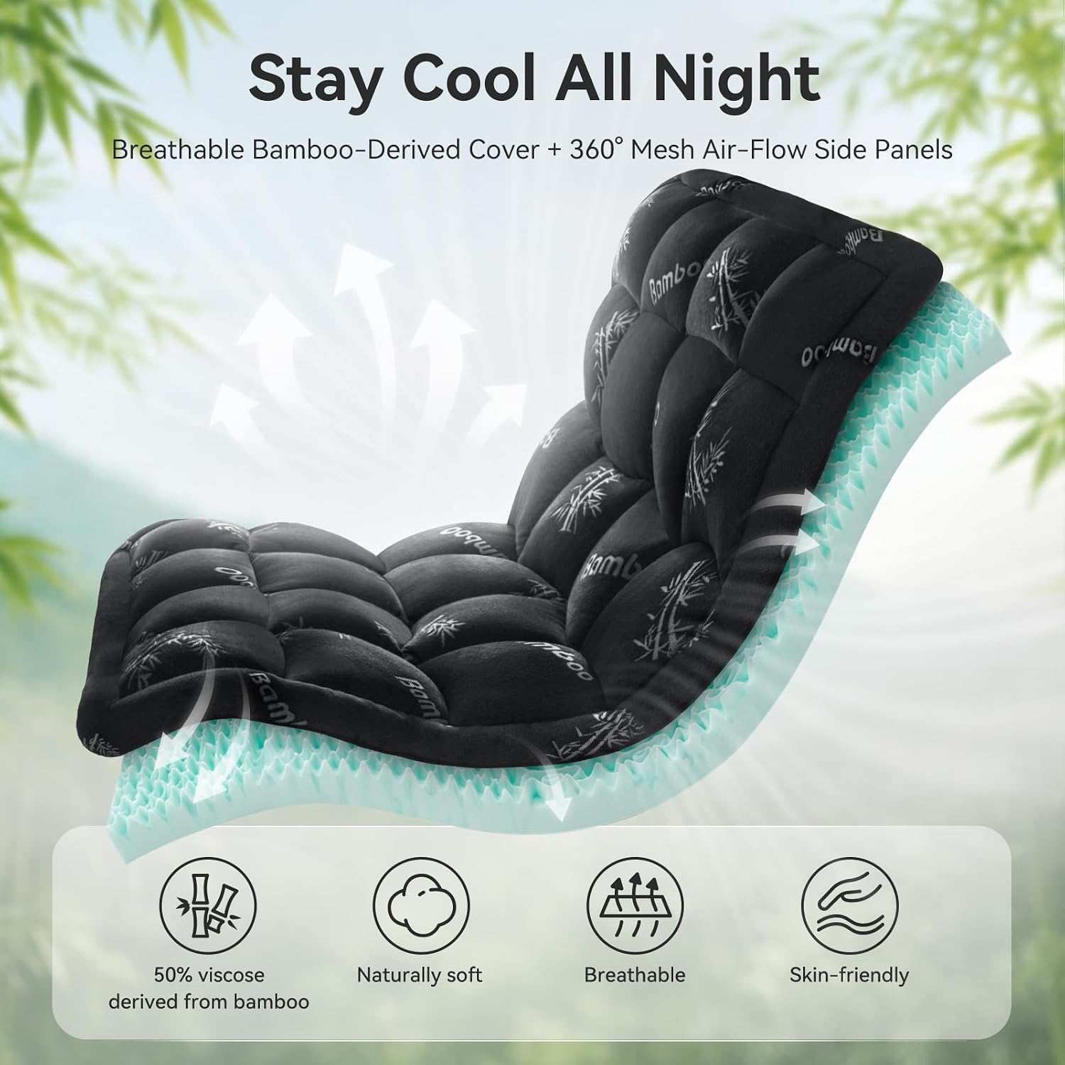 NiceSleepPlusLife Dual Layer 4 Inch Twin XL Mattress Topper - 2" Gel Cooling Memory Foam and 2" Ultra Soft Pillow Top, Viscose Made from Ba…
