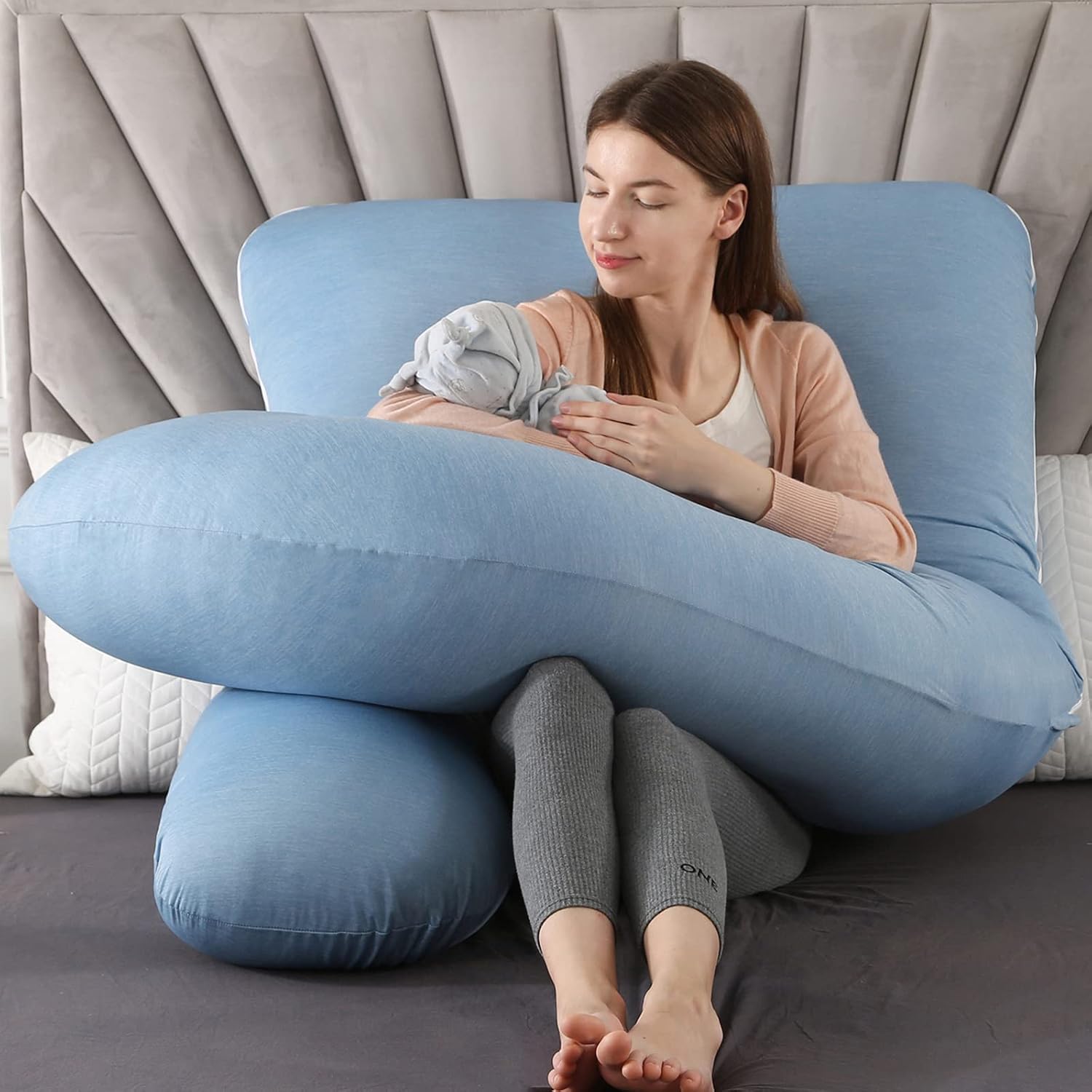 Elover Cooling Pregnancy Pillows for Sleeping, U Shaped Full Body Pillow with Removable Cover, Pregnant Women Must Haves, Maternity…