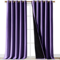 Nicetown 100% Blackout Blinds, Laundry Room Decor Window Treatment Curtains for Large Patio Sliding Door, Thermal Insulated Lilac Purple Cu…