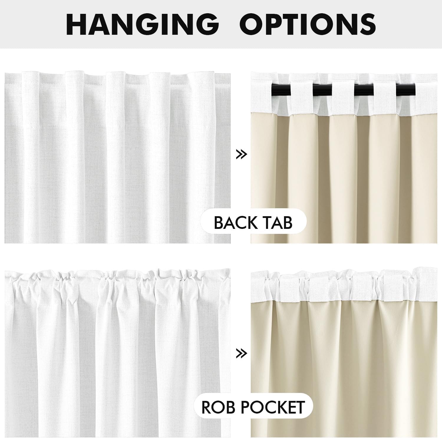 Miulee 100% Blackout Linen Curtains for Bedroom, Bright White Solid Luxury Decor Thermal Insulation Room Darkening Drapes for Living Room N…