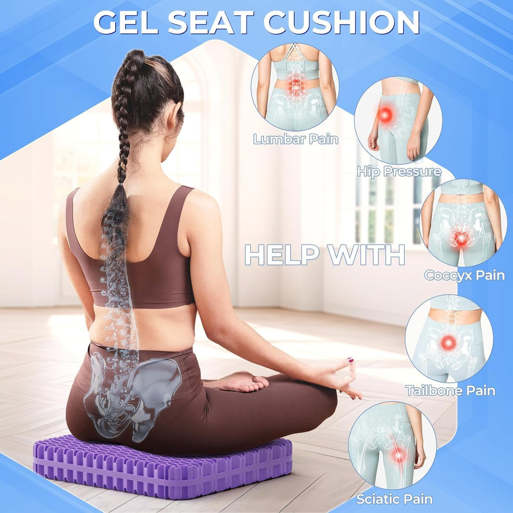 TushGuard Gel Seat Cushion for Long Sitting, Enlarged & Thickened Patent Design, Breathable Cooling for Office Chair, Soft Car Seat…