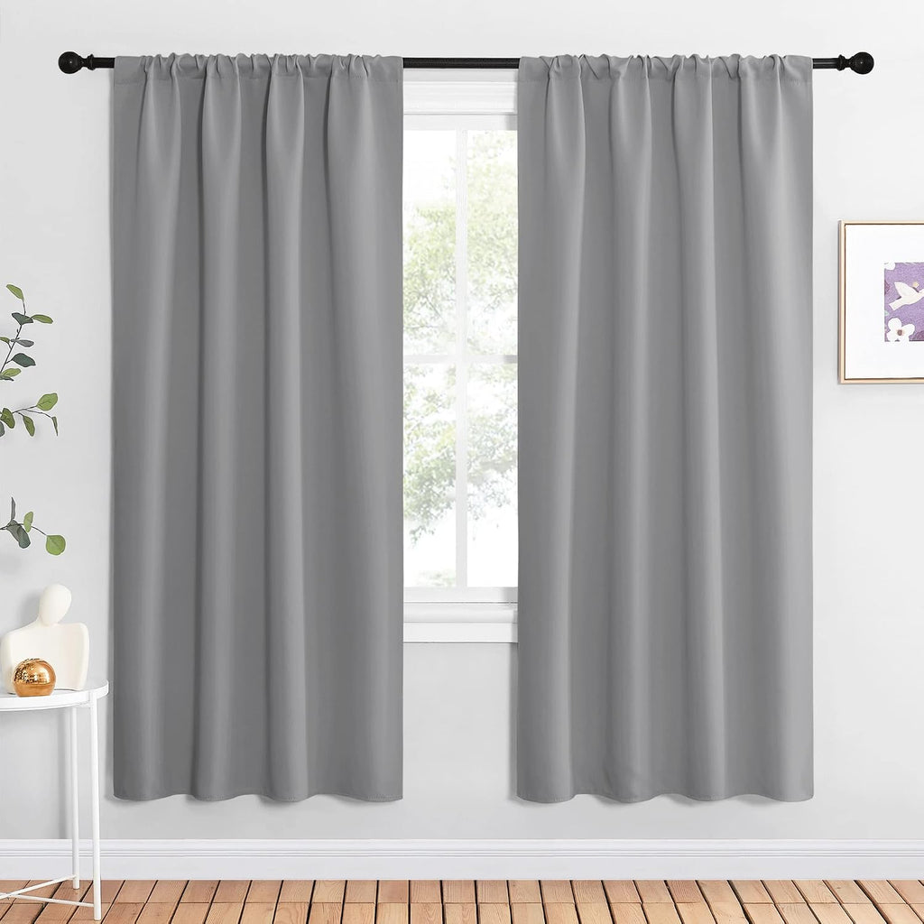NICETOWN Silver Grey Blackout Curtains for Living Room - Triple Weave Home Decoration Thermal Insulated Solid Rod Pocket Blackout Drapes…